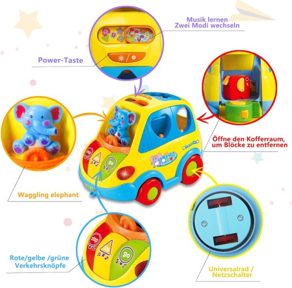 اسباب بازی نوزادی موزیکال ماشین فیلی هولی تویز مدل 896 Hola Toys Learning Educational Toys Cartoon Car Funny Kid Bus Game Matching Game _اسباب بازی نوزادی