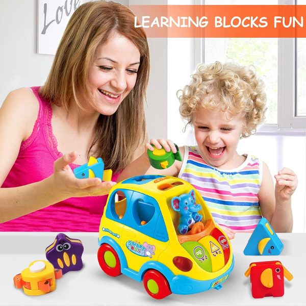 اسباب بازی نوزادی موزیکال ماشین فیلی هولی تویز مدل 896 Hola Toys Learning Educational Toys Cartoon Car Funny Kid Bus Game Matching Game _اسباب بازی نوزادی