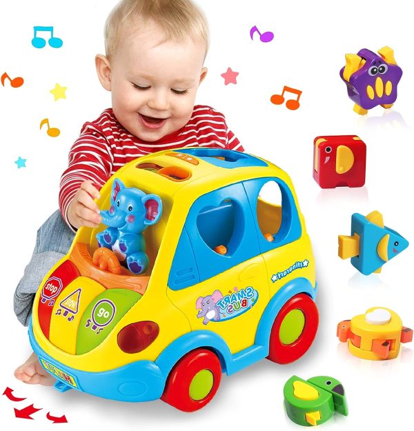 اسباب بازی نوزادی موزیکال ماشین فیلی هولی تویز مدل 896 Hola Toys Learning Educational Toys Cartoon Car Funny Kid Bus Game Matching Game _اسباب بازی نوزادی