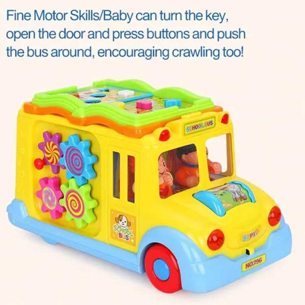 اسباب بازی نوزادی موزیکال اتوبوس مدرسه هولی تویز مدل 796 Hola Toys Children Electric Bus Music Car _اسباب بازی نوزادی