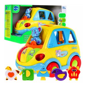 اسباب بازی نوزادی موزیکال ماشین فیلی هولی تویز مدل 896 Hola Toys Learning Educational Toys Cartoon Car Funny Kid Bus Game Matching Game _اسباب بازی نوزادی