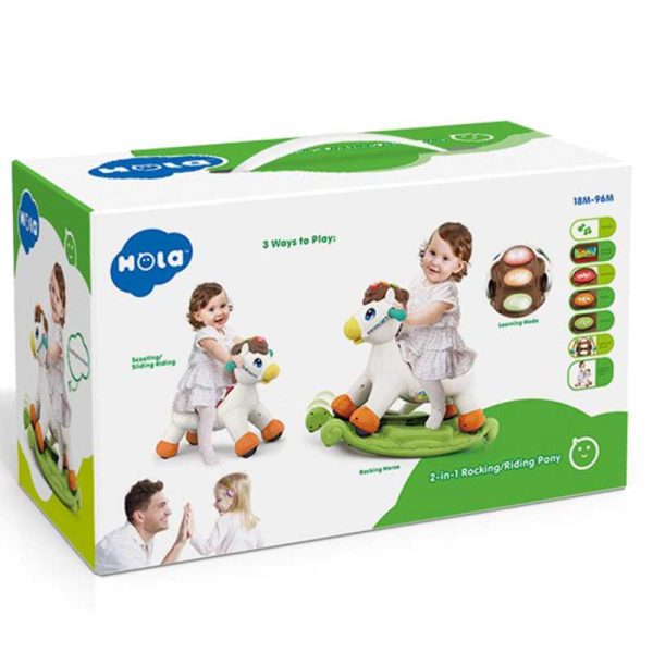 اسباب بازی نوزادی موزیکال دو کاره اسب الاکلنگی هولی تویز مدل Hola Toys Rocking Horse Children's Music 987 _اسباب بازی نوزادی