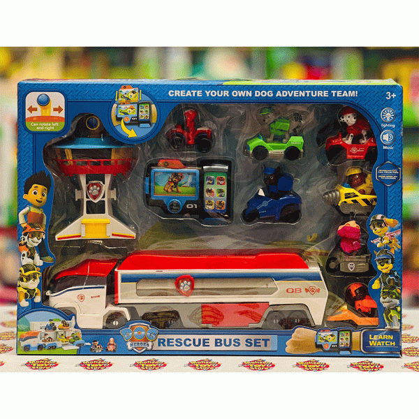 فیگور سگ های نگهبان پاوپاترول با برج مراقبت و اتوبوس Paw Patrol کد 7120