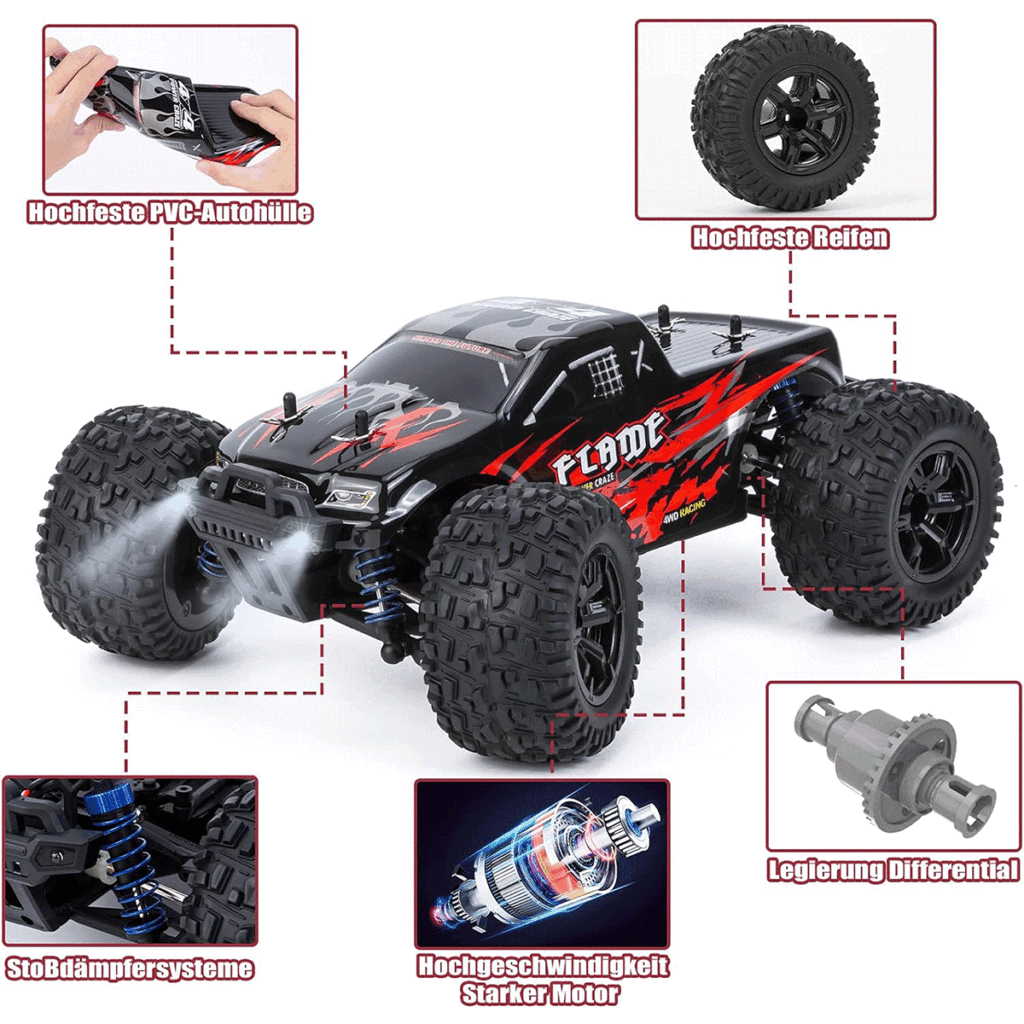 ماشین کنترل از راه دور بزرگسالان 4WD آفرود ماشین RC 48 کیلومتر بر ساعت 1:16 2.4 گیگاهرتز کنترل از راه دور کامیون هیولا کالسکه با اسباب بازی ماشین باتری دار هدیه برای کودکان بزرگسال