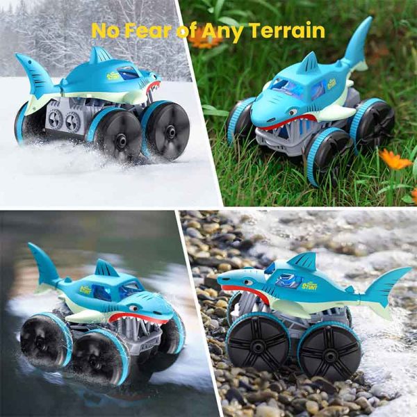 ماشین کنترلی کوسه هیولای آب و خاک Amphibious Remote Control Car کد 313-989