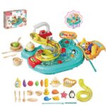 3 in 1 Kitchen Sink Fishing Toys, Play Sink with Running Water, Toddler Water Toys Play Kitchen with Fishing