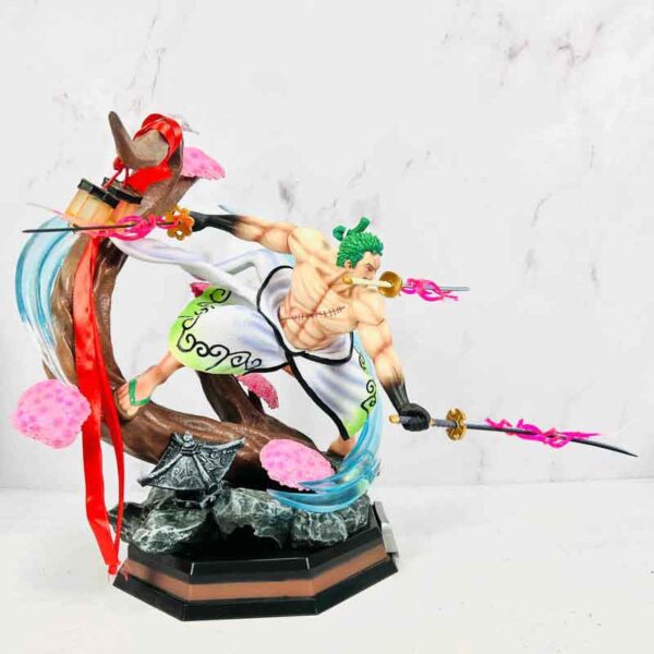 فیگور زورو پایه سنگی 36 سانتی متر جعبه دار کد 16431 One Piece Zoro Wano Kuni Luminous One Piece Zoro Roronoa