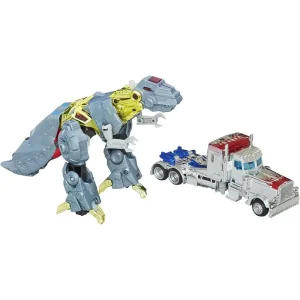 اکشن فیگور ترنسفورمر اپتیموس پرایم Transformer Silver Knight Optimus Prime and Grimlock برند هاسبرو