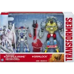 اکشن فیگور ترنسفورمر اپتیموس پرایم Transformer Silver Knight Optimus Prime and Grimlock برند هاسبرو