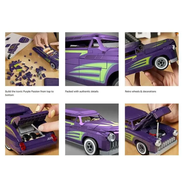 لگو ماشین کلاسیک سری Mega Construx Purple Passion برند Hot Wheels