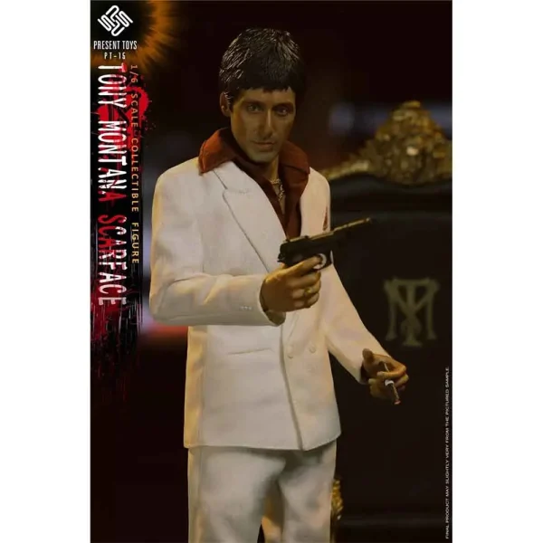 اکشن فیگور شاهکار تونی مونتانا ال پاچینو ( صورت زخمی / ۱۹۸۴ ) Present Toys Gangster – Tony Montana