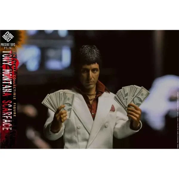 اکشن فیگور شاهکار تونی مونتانا ال پاچینو ( صورت زخمی / ۱۹۸۴ ) Present Toys Gangster – Tony Montana