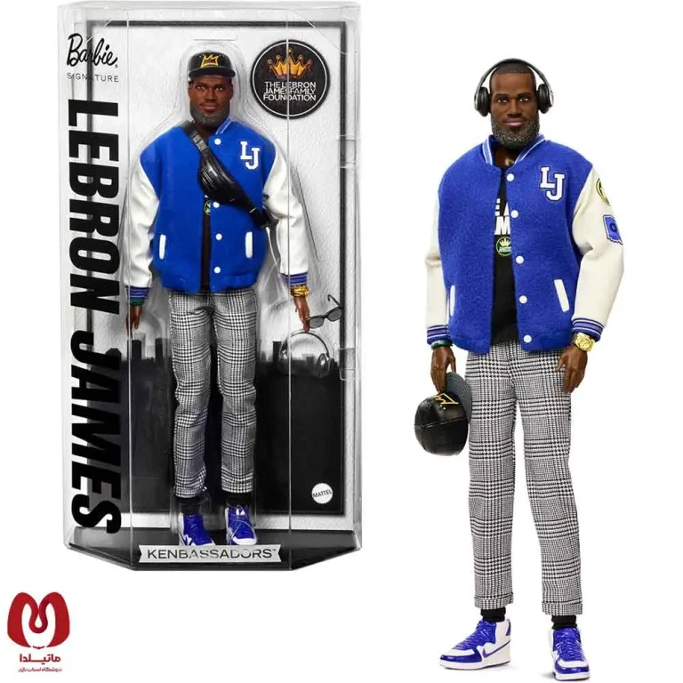 اکشن فیگور شاهکار از لبرون جیمز لباس پارچه ای برند اورجینال باربی LeBron James ارتفاع 30 سانت