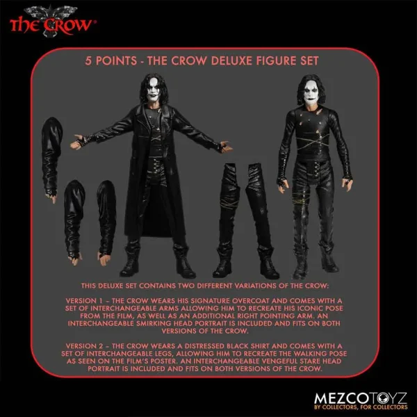 اکشن فیگور کلاغ از فیلم The Crow سری 5 Points Deluxe Figure برند مزکو اورجینال مجموعه 2 عددی