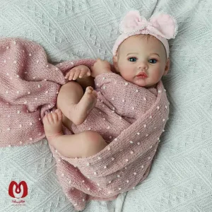 عروسک نوزادی واقعی خوابیده، شبیه نوزاد دختر برند Reborn Baby ارتفاع 45 سانت