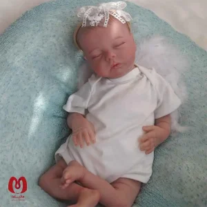 عروسک نوزادی واقعی خوابیده، شبیه نوزاد پسر برند Reborn Baby ارتفاع 45 سانت با تمام وسایل