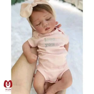 عروسک نوزادی واقعی خوابیده، شبیه نوزاد دختر برند Reborn Baby ارتفاع 45 سانت با لوازم